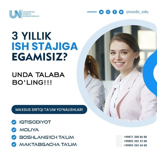 Xalqaro Nordik universitetida Maxsus sirtqi ta'lim qabul boshlandi!